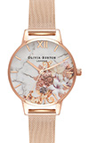 Olivia Burton Marble Floral Rose Gold Mesh Watch Olivia Burton Marble Floral Rose Gold Mesh Watch
