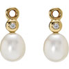 Pandora 14ct Gold Compose Earrings Pearl and Diamond