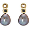 Pandora 14ct Gold Compose Earrings Pearl and Black Diamond