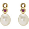 (RETIRING SOON) 14ct Gold Earrings Pearl and Pink Sapphire