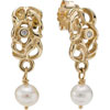 (RETIRED) PANDORA 14ct Gold Hoop Earrings Diamond and Drop Pearl (RETIRED) PANDORA 14ct Gold Hoop Earrings Diamond and Drop Pearl
