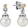 (RETIRED) Silver and Gold Stud Earrings Diamond and Pearl (RETIRED) Silver and Gold Stud Earrings Diamond and Pearl