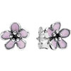 PANDORA Silver Pink Enamel Stud Earrings Cherry Blossom PANDORA Silver Pink Enamel Stud Earrings Cherry Blossom
