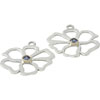 (RETIRED) Pandora Silver and Gold Compose Earring Purple CZ