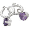 (RETIRED) PANDORA Silver Hoop Earrings Drop Amethyst (RETIRED) PANDORA Silver Hoop Earrings Drop Amethyst