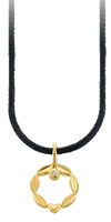 (RETIRED) PANDORA 14ct Gold Pendant Diamond on Black String Nlet (RETIRED) PANDORA 14ct Gold Pendant Diamond on Black String Nlet