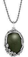 (RETIRED) PANDORA Silver Pendant with Nephrite-Jade (RETIRED) PANDORA Silver Pendant with Nephrite-Jade