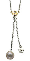 (RETIRED) PANDORA Silver and 14ct Gold Necklace Diamond Pearl (RETIRED) PANDORA Silver and 14ct Gold Necklace Diamond Pearl