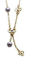 (RETIRED) PANDORA 14ct Gold Pendant with Tanzanite and Pearl (RETIRED) PANDORA 14ct Gold Pendant with Tanzanite and Pearl