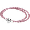 PANDORA Silver and Metallic Pink Double Waved Leather Bracelet PANDORA Silver and Metallic Pink Double Waved Leather Bracelet
