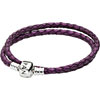 PANDORA Silver and Metallic Purple Double Waved Leather Bracelet PANDORA Silver and Metallic Purple Double Waved Leather Bracelet
