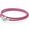 PANDORA Pink Mix Double Woven Leather Bracelet PANDORA Pink Mix Double Woven Leather Bracelet