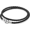 PANDORA Silver and Black Double Waved Leather Bracelet PANDORA Silver and Black Double Waved Leather Bracelet