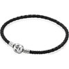 PANDORA Silver and Black Single Waved Leather Bracelet PANDORA Silver and Black Single Waved Leather Bracelet