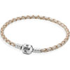 Pandora Silver and White Single Waved Leather Bracelet