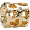 (RETIRED) PANDORA 14ct Gold Bead Indented Hearts with Diamond (RETIRED) PANDORA 14ct Gold Bead Indented Hearts with Diamond