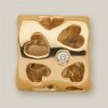 14ct Gold Bead Indented Hearts with Diamond