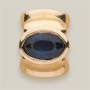 (RETIRED) 14ct Gold Bead Banded with Large Sapphire