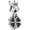 PANDORA Silver Bead Four Leaf Clover with Green Enamel PANDORA Silver Bead Four Leaf Clover with Green Enamel