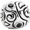 (RETIRED) PANDORA Oversize Silver Bead with Black CZ (RETIRED) PANDORA Oversize Silver Bead with Black CZ