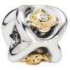 (RETIRED) PANDORA Silver and 14ct Posey Flowers Diamonds (RETIRED) PANDORA Silver and 14ct Posey Flowers Diamonds