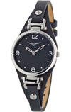 (RETIRED) Erina Watch Stainless Steel with Black Leather (RETIRED) Erina Watch Stainless Steel with Black Leather